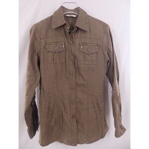 Cabi Small Jacket Linen Safari Utility Shacket Grunge Military Shirt